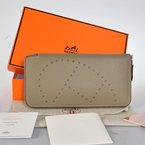 A808 Hermes Evelyn pelle Portafoglio clemence in Grigio Scuro